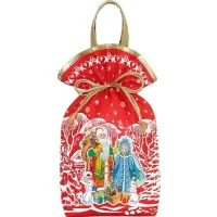 Сладкий новогодний подарок Мешочек с двумя ручками красный/золотой 1500 грамм премиум