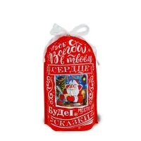 Сладкий новогодний подарок Мешочек от Деда Мороза красный 1000 грамм стандарт